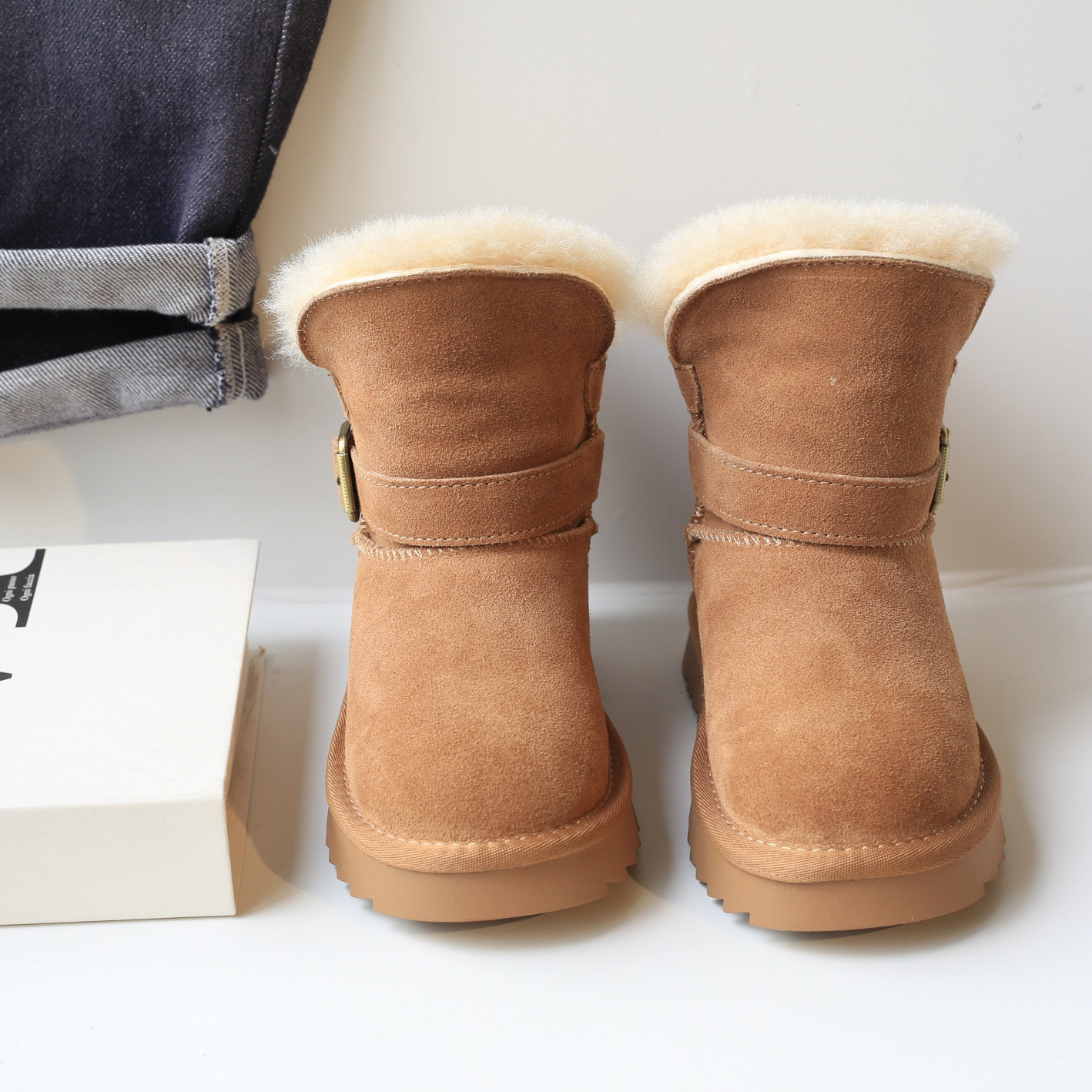 亲子磨砂真皮儿童棉鞋加绒加厚男童靴子2025新款冬鞋女童雪地靴,淘宝优惠券,粉丝福利购,淘宝优惠卷