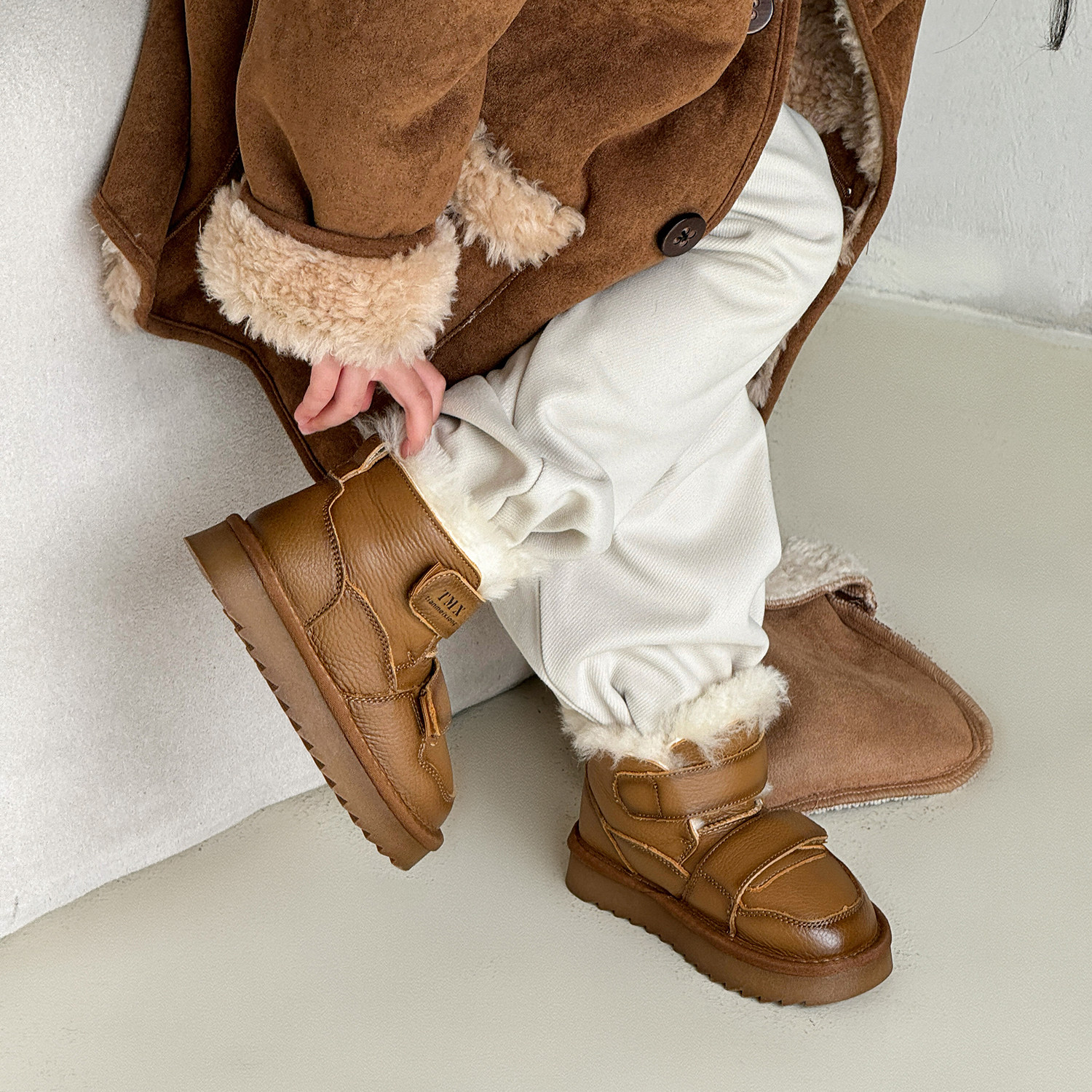 皮毛一体儿童雪地靴真皮加绒加厚男童靴子2025新款冬鞋女童大棉鞋,淘宝优惠券,粉丝福利购,淘宝优惠卷