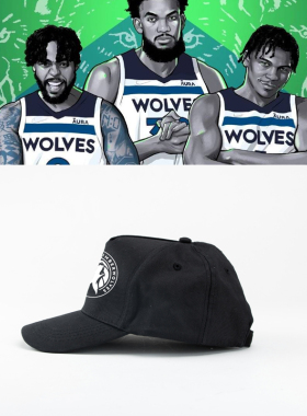 森林狼队帽子周边 Timberwolves棒球帽运动戈伯特鸭舌帽遮阳印花