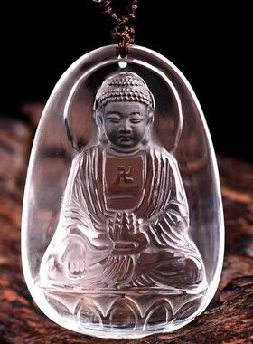 天然白水晶大日如来吊坠生肖羊猴项链本命佛十二生肖守护神