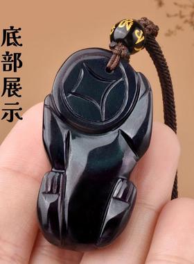 貔貅吊坠男黑曜石貔恘项链女项坠情侣款霸王皮丘貔犰挂件玉石挂坠