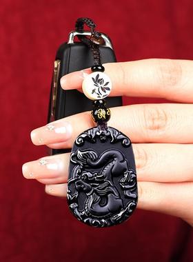 2025年黑曜石十二生肖吊坠鼠牛虎兔龙蛇马羊猴鸡猪狗男女项链饰品