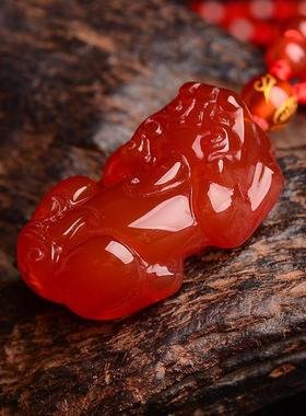 礼物本命年红玛瑙貔貅吊坠情侣款开运皮丘项链男女士饰品