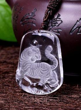 天然白水晶瑞虎近贵吊坠上山虎老虎牌项坠2025年生肖项链男女款