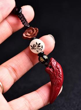 原矿朱砂狼牙吊坠饰品男士狼牙项链女挂坠儿童宝宝随身情侣挂件