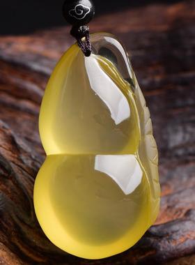 天然黄水晶葫芦吊坠男女款 项链项坠福禄情侣闺蜜首饰钥匙扣礼物