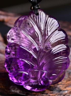 天然紫水晶狐狸吊坠九尾狐项链女狐水晶项坠项链小巧可爱色泽浓郁