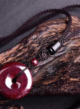 朱砂扣吊坠无事牌原矿朱砂原石挂件天然男女项链男女