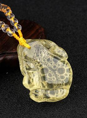 天然黄水晶三脚金蟾吊坠三足蟾蜍挂件本命年饰品男女项链玉石礼物