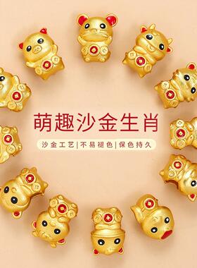 古法金十二生肖红绳手链本命年手工编织手绳男女款手机链挂件手串
