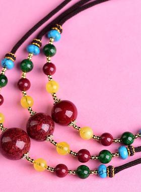 相思红豆项链夏天然朱砂转运珠吊坠女锁骨链百搭护身符红玛瑙珠子