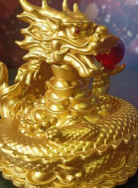 铜龙年吉祥物龙摆件十二生肖装饰品聚宝盆招客厅聚大黑天财神