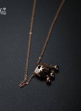 福字项链本命年项链女森系玫瑰金