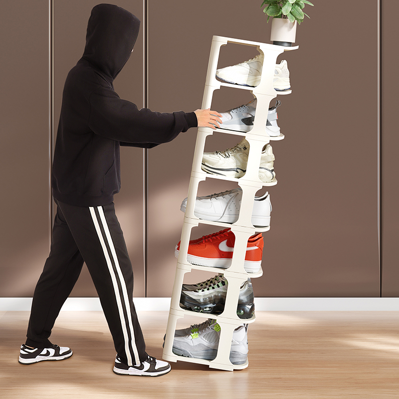 楼梯鞋架省空间收纳鞋盒家用门口阶梯式多层简易放楼梯鞋柜置物架-图0