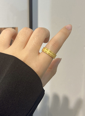 抖音直播同款我爱你一生一世钛钢金色戒指5201314浪漫数字指环女