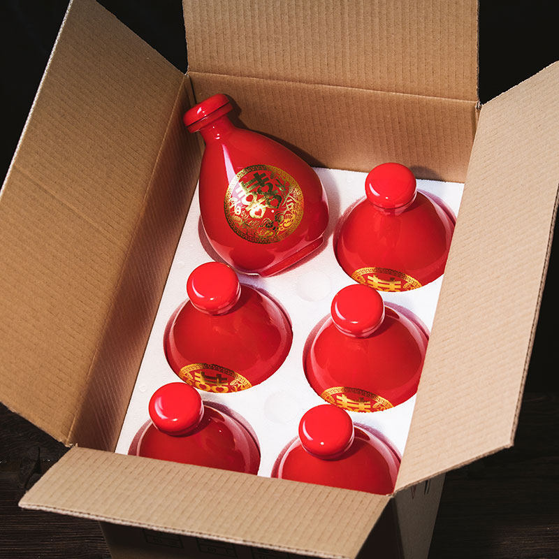 仿古复古小酒瓶陶瓷空酒瓶1斤装结婚喜酒土陶白酒坛储酒罐包装瓶