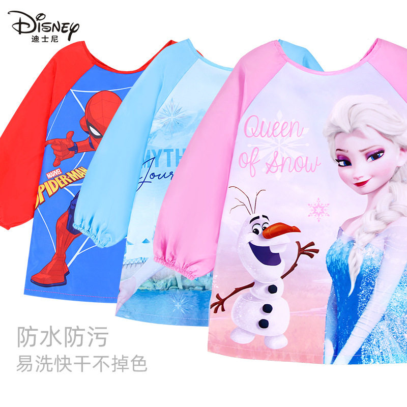 迪士尼儿童防水罩衣男女童长袖反穿衣小孩画画围裙宝宝吃饭围兜,淘宝优惠券,粉丝福利购,淘宝优惠卷