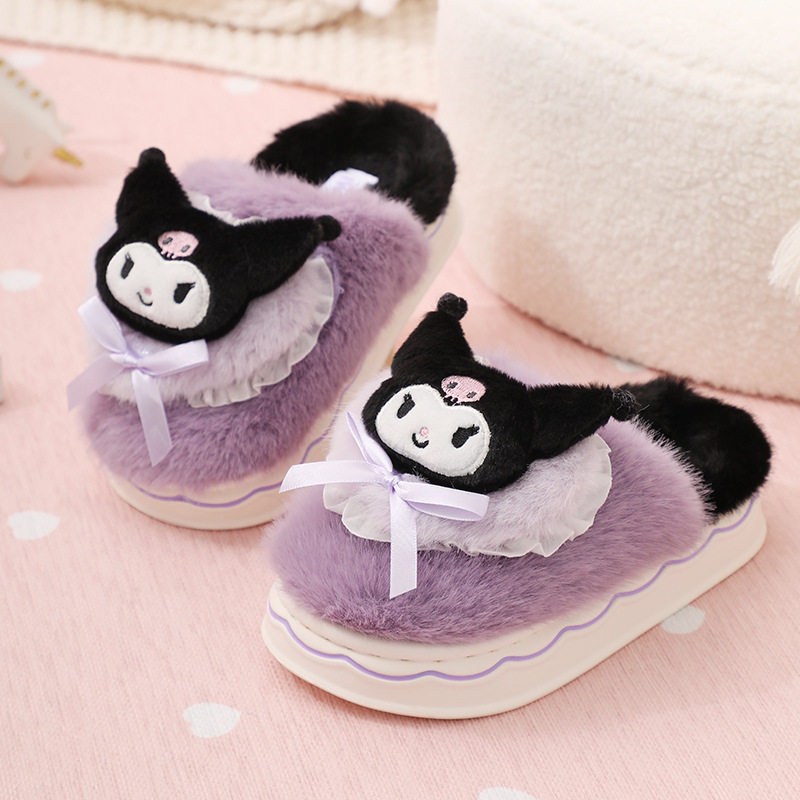 库洛米女童棉拖鞋冬季三丽欧卡通可爱室内软底保暖儿童亲子拖鞋,淘宝优惠券,粉丝福利购,淘宝优惠卷