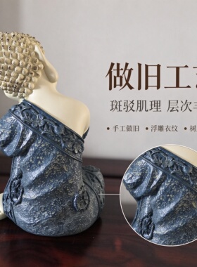 中式禅意树脂佛像桌面摆件