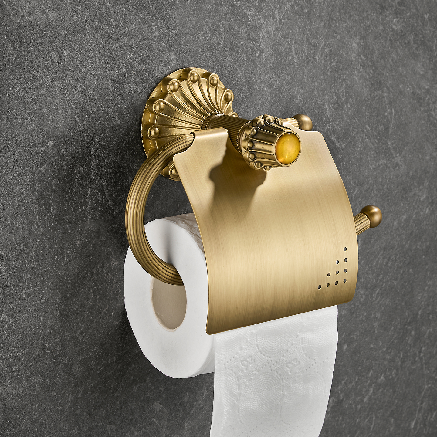 高端法式全铜仿古浴巾架浴室置物架复古毛巾架套装卫生间五金挂件 - 图1