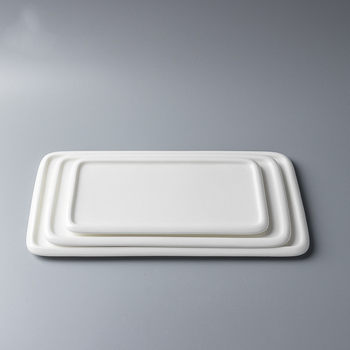 ສີຂາວບໍລິສຸດ ceramic flat plate European bread plate sushi plate dessert plate commercial rectangular cake plate tray sashimi plate