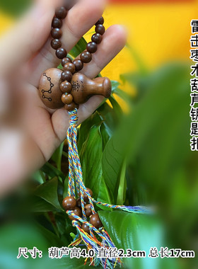 雷击枣木葫芦汽车挂饰高档手工桃木莲花流苏车内吊饰钥匙挂件
