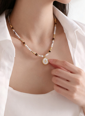 复古莫瑞风芒星项链锁骨链