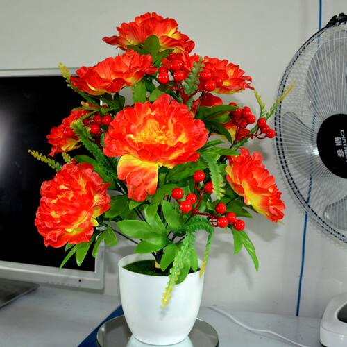 包邮仿真18头牡丹花客厅餐桌花束插花摆设绢花假花装饰塑料花干花 - 图2