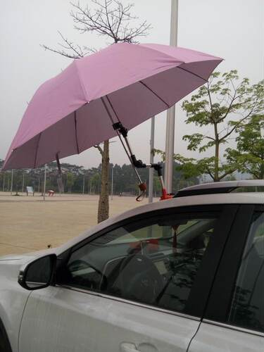 教练车专用防晒遮阳撑伞架强力吸盘汽车通用不锈钢折叠雨伞支架子 - 图2
