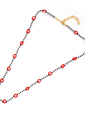 简约日韩小清新个性花女小项链