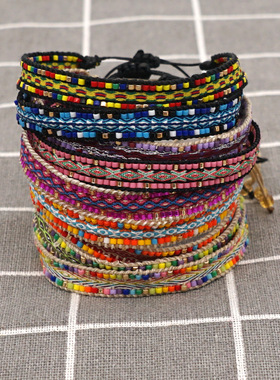 ins小众饰品日本手工编织带幸运