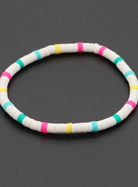 彩虹米珠手工串珠软陶多层手链