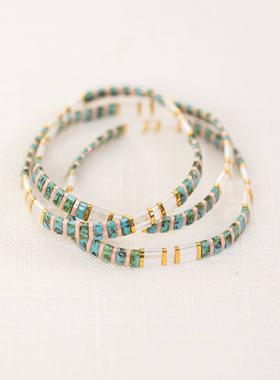 MLGM新款tila珠手链简约波西米亚风绿色手工手串个性小众细手绳女