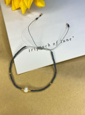 MLGM日本小众设计天然珍珠女生小手链米珠手工串珠幸运个性细手串