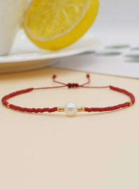 mlgm新款红绳手链女本命年转运珍珠好运手工编织手绳闺蜜节日礼物