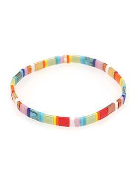 波西米亚风玻璃珠七彩手链女包邮