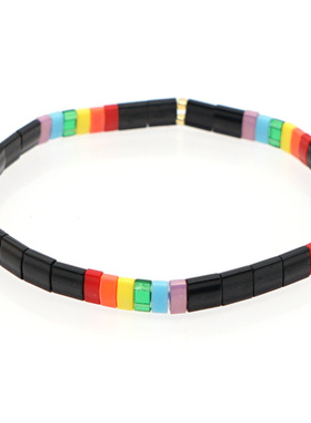 欧美款波西米亚tila手串玻璃珠彩色手链简约个性叠戴手串女闺蜜款