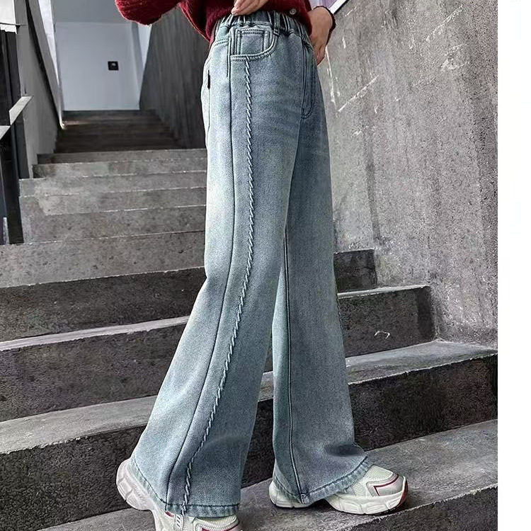 女童牛仔裤春2025新款儿童韩版阔腿裤小女孩长裤中大童休闲喇叭裤,淘宝优惠券,粉丝福利购,淘宝优惠卷
