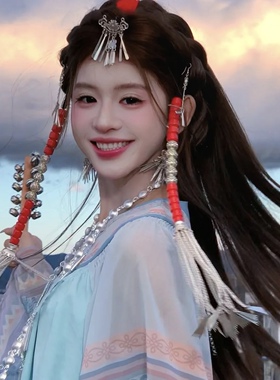苗族头饰银色链子流苏品假发辫子