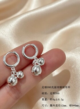 足银990有求必应耳环女新款潮高级感耳坠显脸廋耳饰送女友礼物