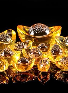 元宝招财摆件开业礼品天然黄水晶