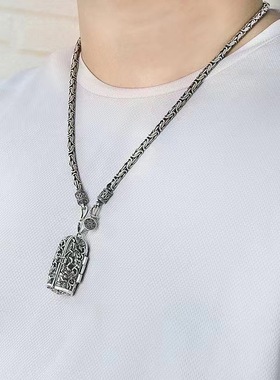 守护神吊坠男士嘎乌盒平安符项链随身挂件镀银复古民族风西方三圣