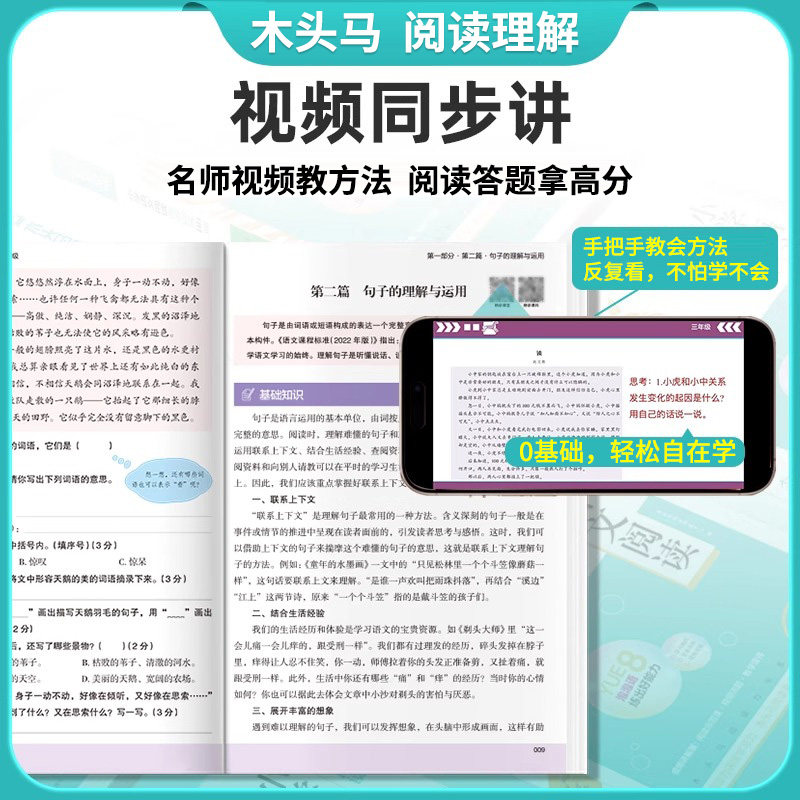 木头马阅读理解高效训练88篇2026一二三四五六年级上册下阅读力测评一本小学语文阅读理解专项训练书英语期末阅读一百篇每日一练题