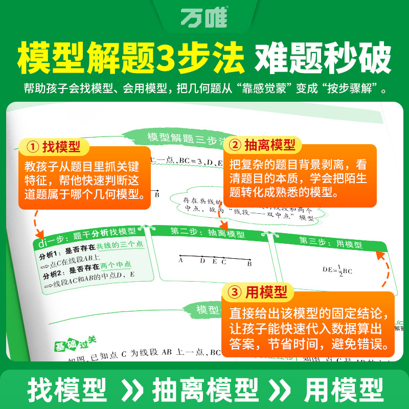万唯几何模型初中几何辅助线七八九年级2027初一初二数学必刷题全国版公式大全压轴题解题基础题专项训练教辅资料书万维中考旗舰店