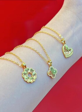 闪耀蜂巢爱心项链轻奢鱼鳞锁骨链