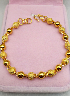 新款欧币镀黄金色手链婚庆镀24k