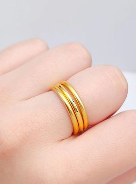 沙金古法素圈戒指女磨砂