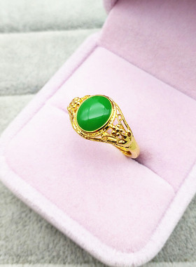 新款镶宝石镀24k金仿欧币戒指