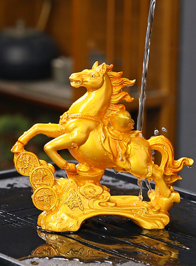 马上有钱变色茶宠摆件茶盘装饰品