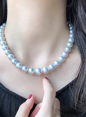 澳洲南洋白珠仿施家玻璃珍珠项链